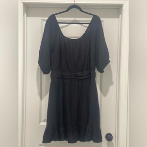 City Chic Mini Flirt Ruffle Off Shoulder Dress